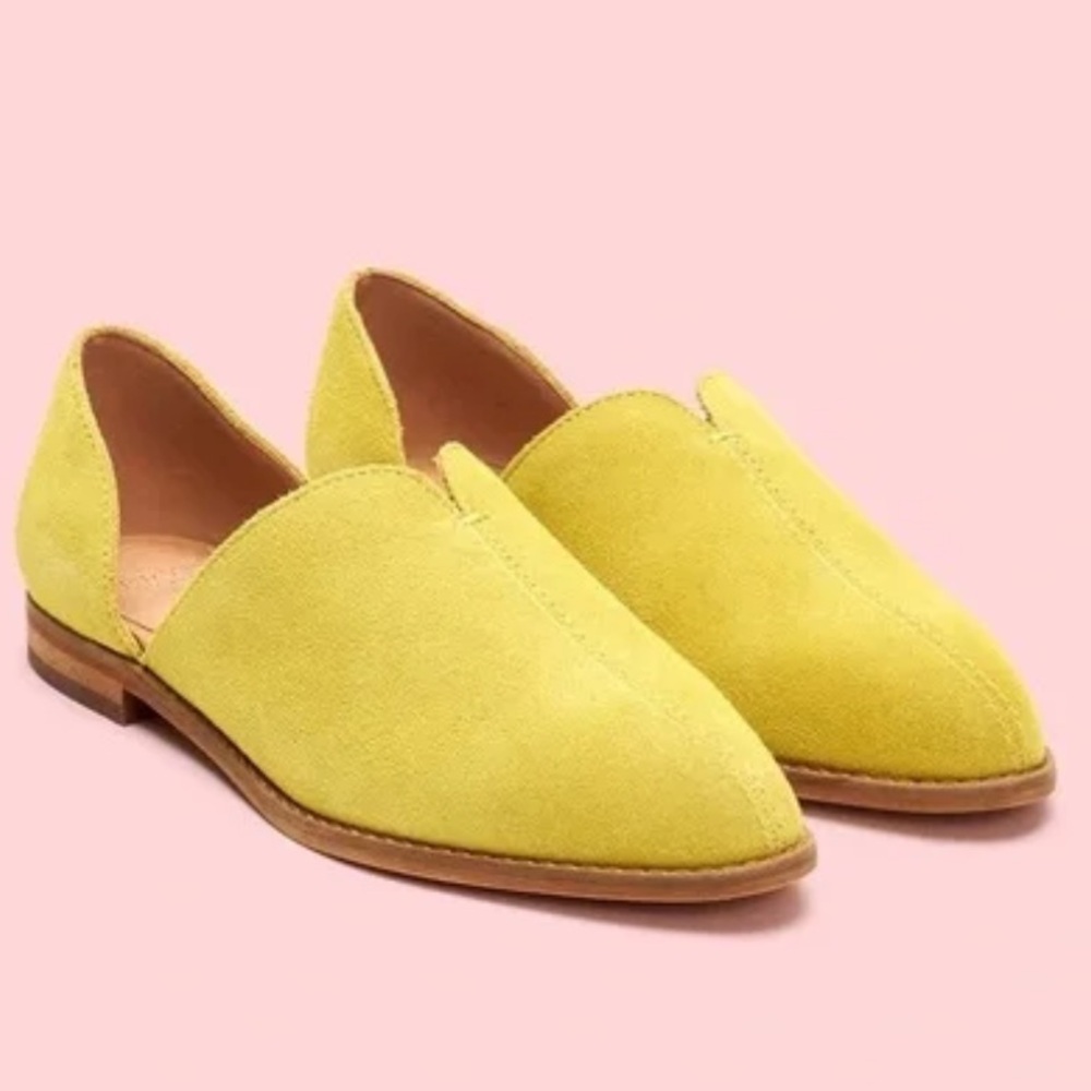 NWB Frye AND CO. Women's Yellow Suede Slip-On D’orsay Flats Shoes